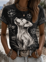 Women's Golden Retriever Short-sleeved T-shirt gracestitchs