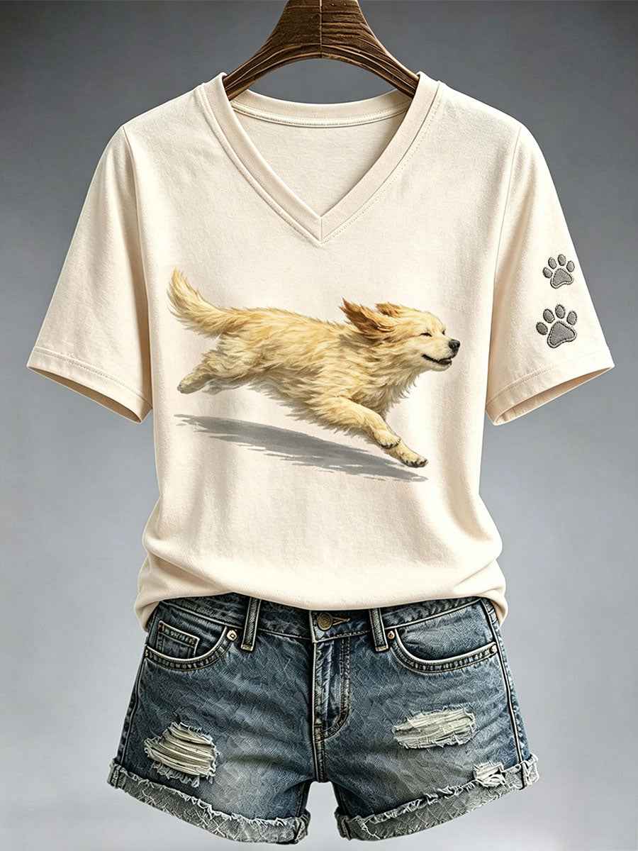 Women's Cute Running Golden Retriever T-Shirt