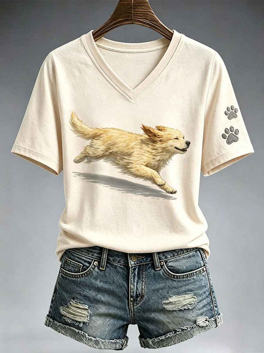 Women's Cute Running Golden Retriever T-Shirt