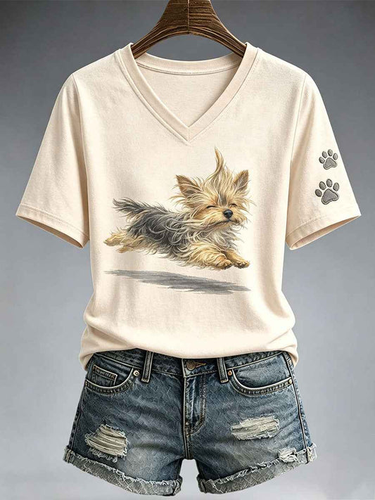 Women's Cute Running Yorkshire TerrierT-Shirt