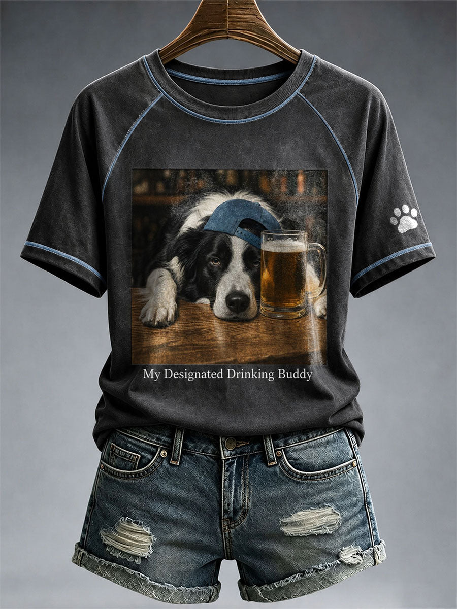Women's My Designated Drinking Buddy Border Collie T-Shirt gracestitchs