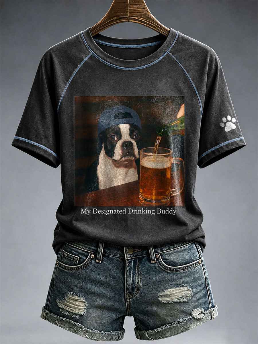Women's My Designated Drinking Buddy Boston Terrier T-Shirt