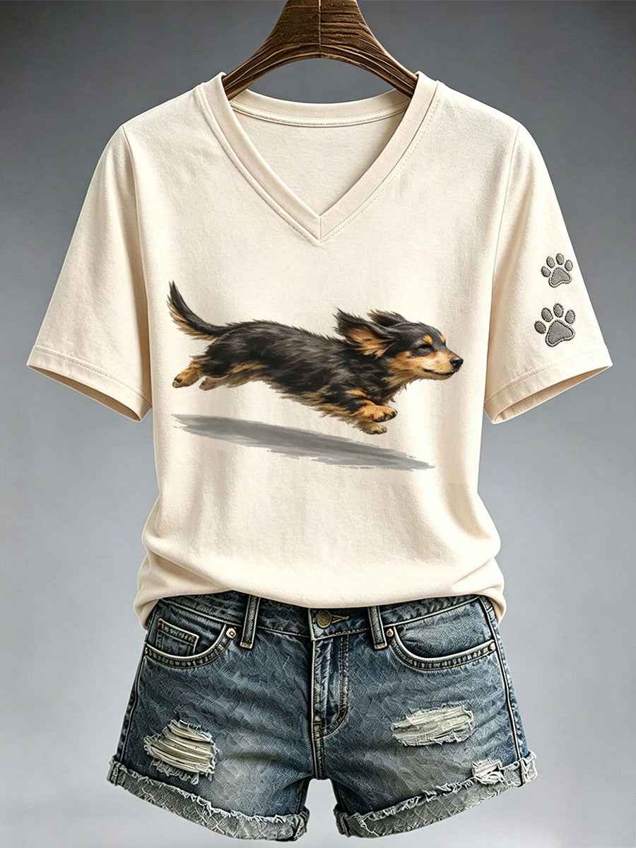 Women's Cute Running Dachshund T-Shirt