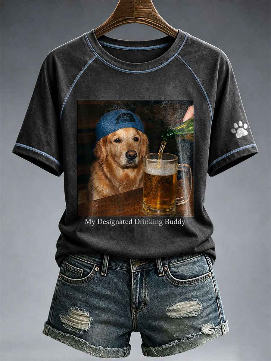 Women's My Designated Drinking Buddy Golden Retriever T-Shirt