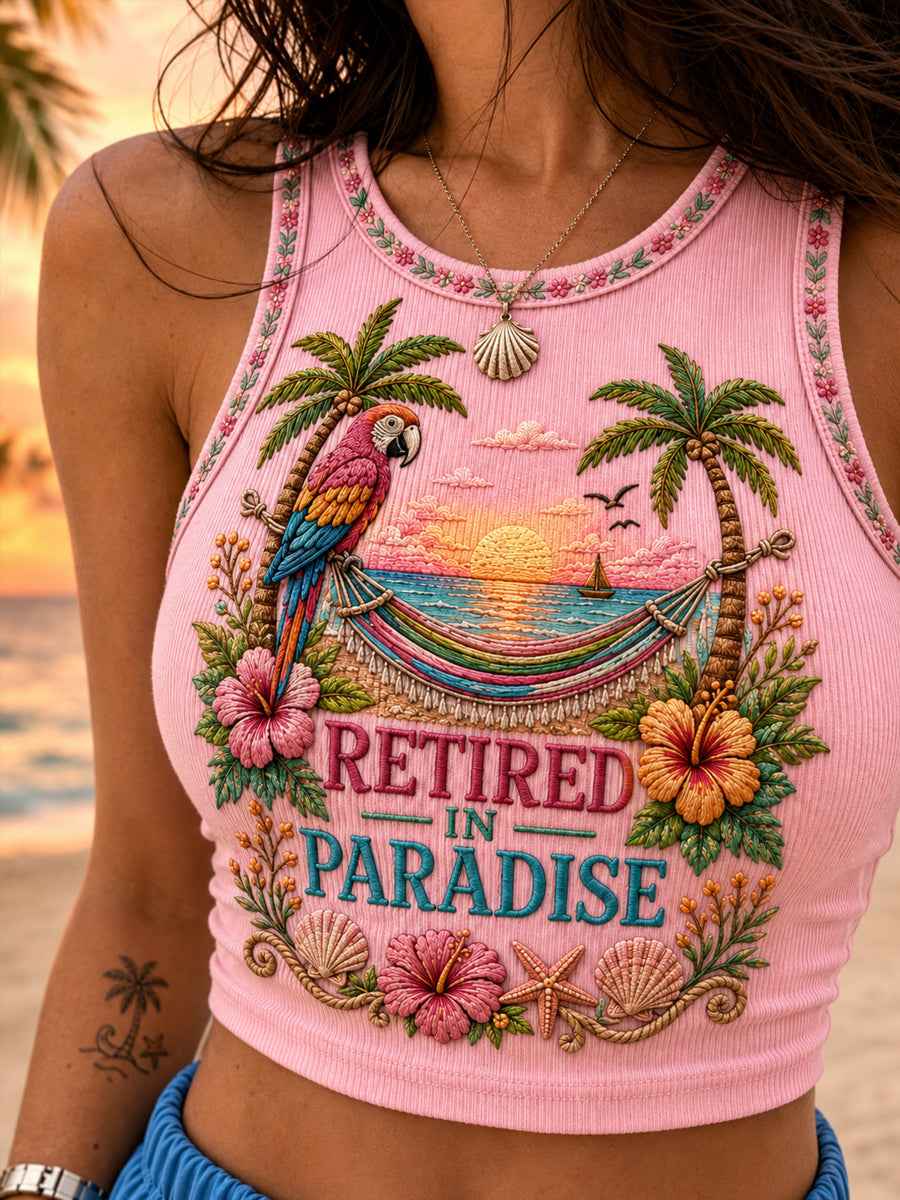 Women's Retired In Paradise Art Print Casual Vest