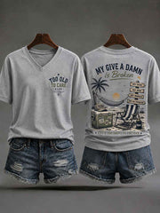 Women's 'Too Old to Care Club' V-Neck T-Shirts