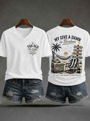 Women's 'Too Old to Care Club' V-Neck T-Shirts