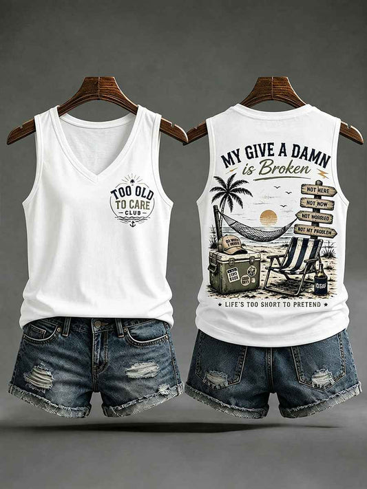 Women’s 'my give a damn is broken' tank tops