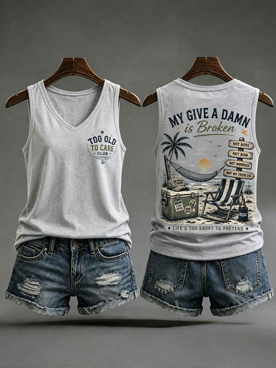 Women’s 'my give a damn is broken' tank tops