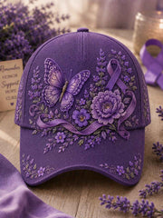 Alzheimer's Awareness Purple Floral Hat