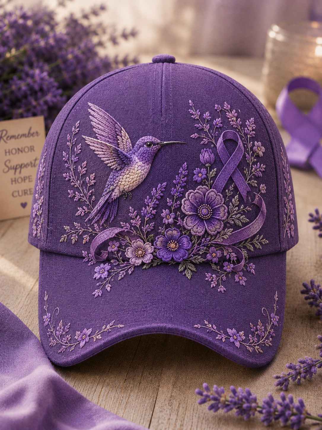 Alzheimer's Awareness Purple Floral Hat