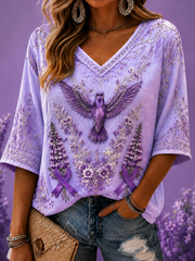 Women's Alzheimer's Disease Mid-length Sleeves V-Neck T-Shirt gracestitchs