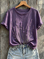 Women's Classy Purple Lavender Print Short-sleeved T-shirt
