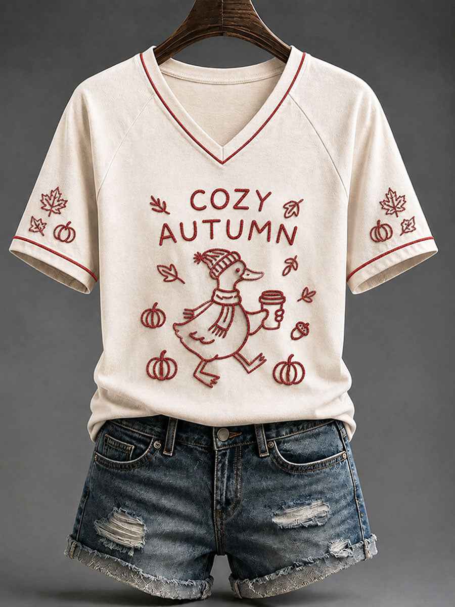 Women's 'Cozy Autumn' Casual T-shirt