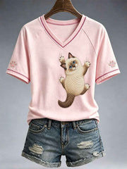Women's  Lovely Cat V-Neck T-Shirt