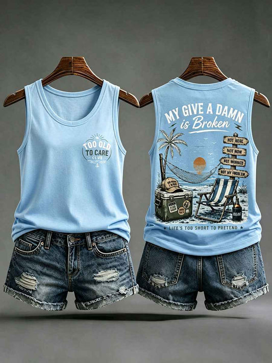 Women's "my give a damn is broken" vests