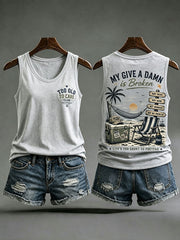 Women's "my give a damn is broken" vests gracestitchs