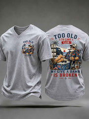 Men's "too old to care club" V-neck T-shirts gracestitchs