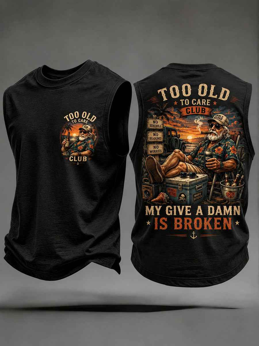 Men's 'my give a damn is broken' tank tops