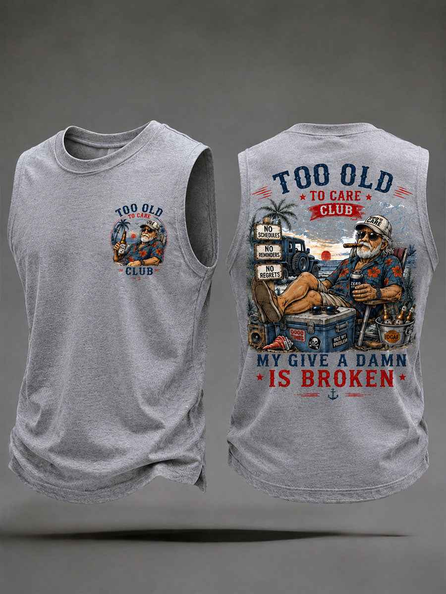 Men's 'my give a damn is broken' tank tops