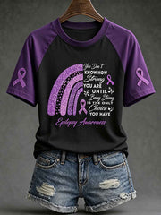 Women's Alzheimer's disease awareness pattern printed casual short-sleeve T-shirt