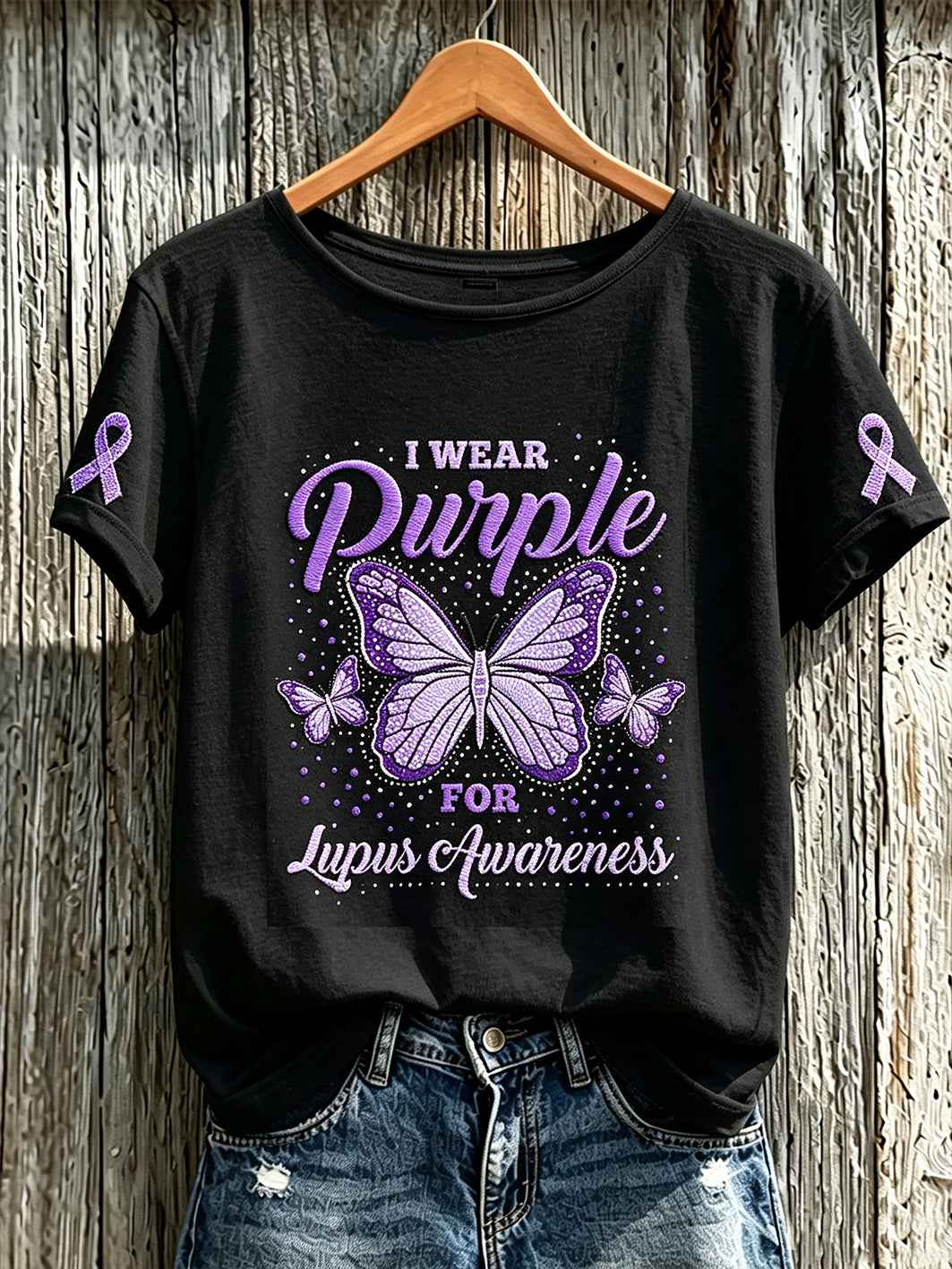 Women's Alzheimer's disease awareness pattern printed casual short-sleeve T-shirt