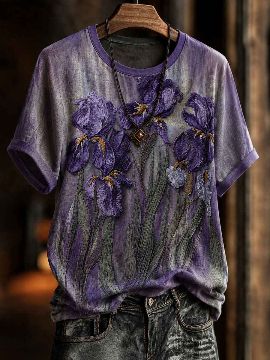 Women's Alzheimer's Awareness Flower Short-sleeved T-shirt