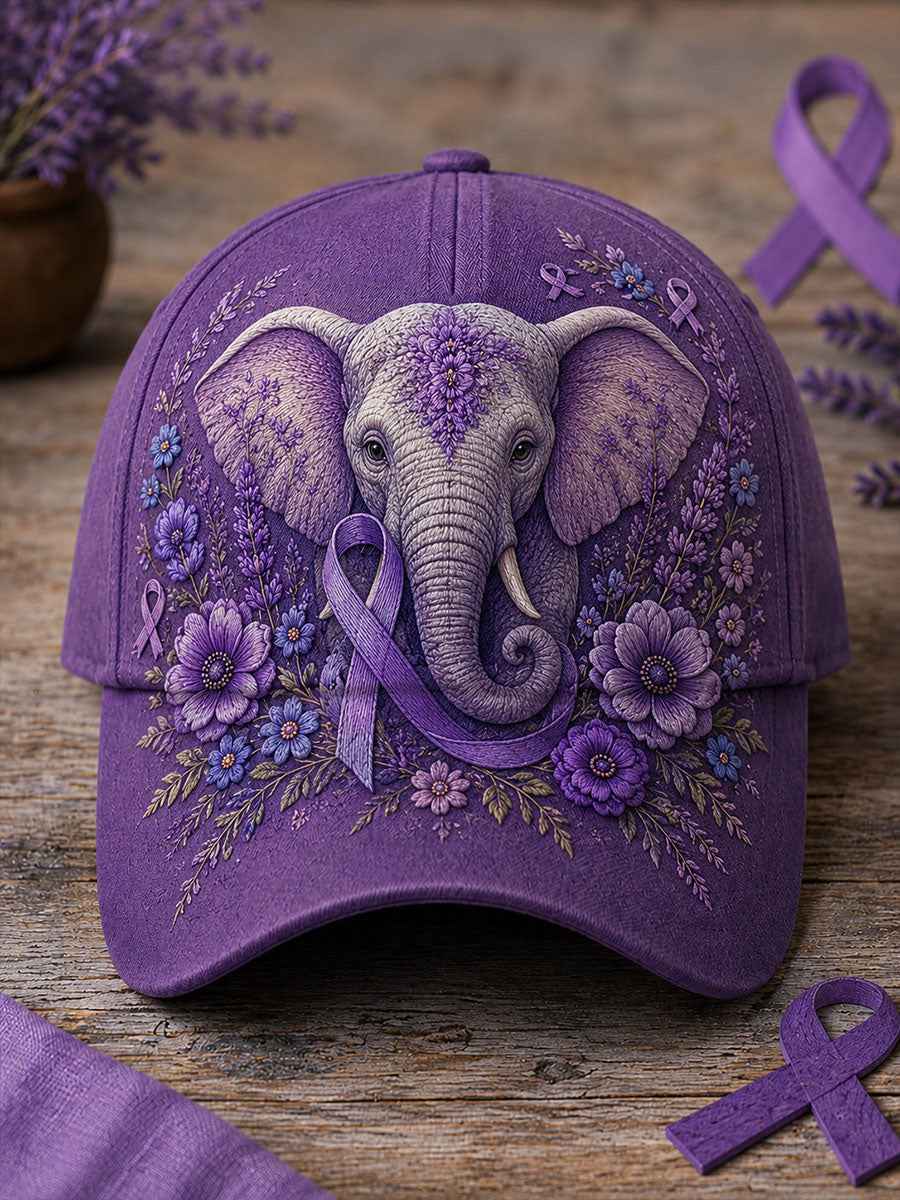 Unisex Alzheimer's Awareness Flower Elephant Hat
