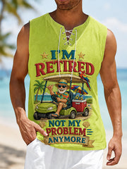 Men's Funny I'm Retired Not My Problem Anymore Print Casual Tank Top gracestitchs