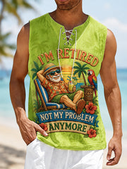 Men's Funny I'm Retired Not My Problem Anymore Print Casual Tank Top gracestitchs
