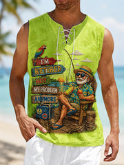 Men's Funny I'm Retired Not My Problem Anymore Print Casual Tank Top gracestitchs