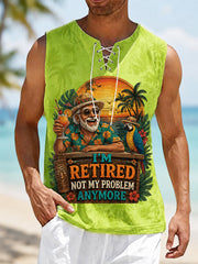 Men's Funny I'm Retired Not My Problem Anymore Print Casual Tank Top gracestitchs