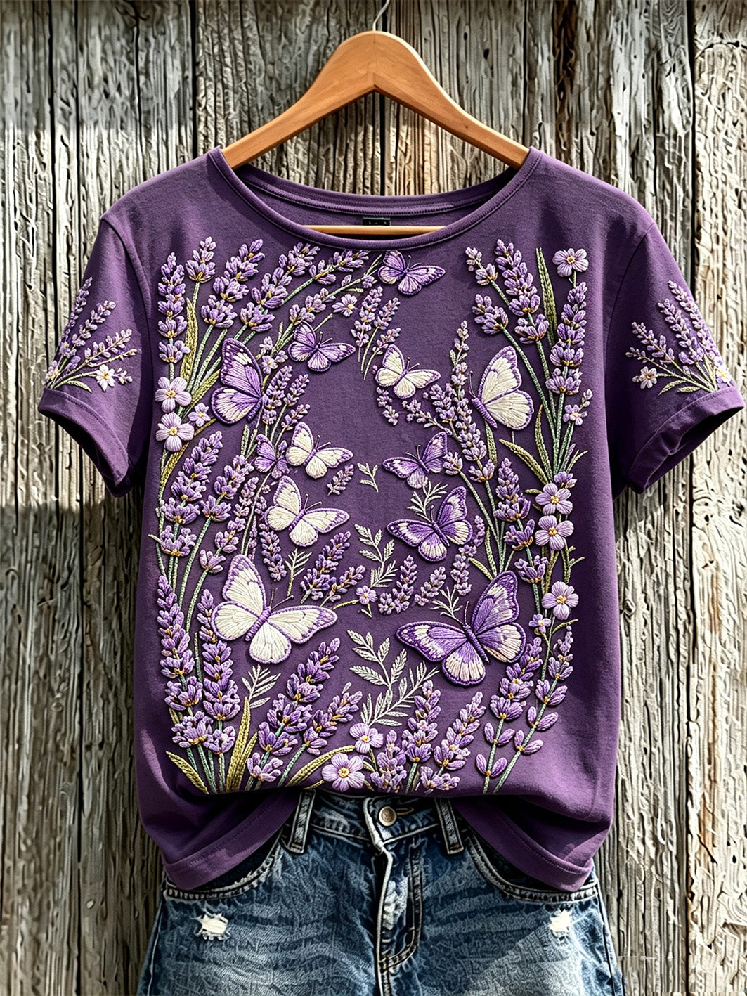 Women's Flowers Pattern Printed Linen Casual Short Sleeve T-shirt gracestitchs