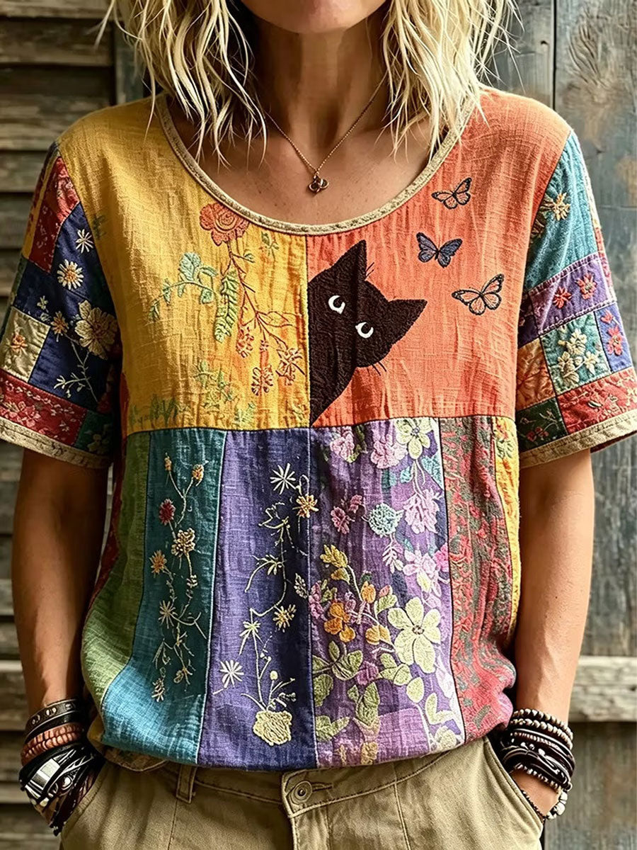 Women's Elegant Cotton-Linen Top gracestitchs