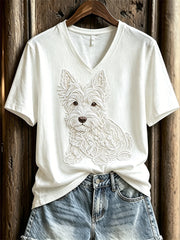 Women's Lovely Scottish Terrier Lace Art Print short-sleeved T-shirt gracestitchs