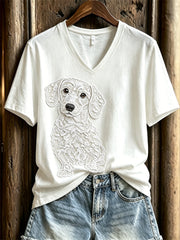 Women's Lovely Dachshund Dog Lace Art Print short-sleeved T-shirt gracestitchs