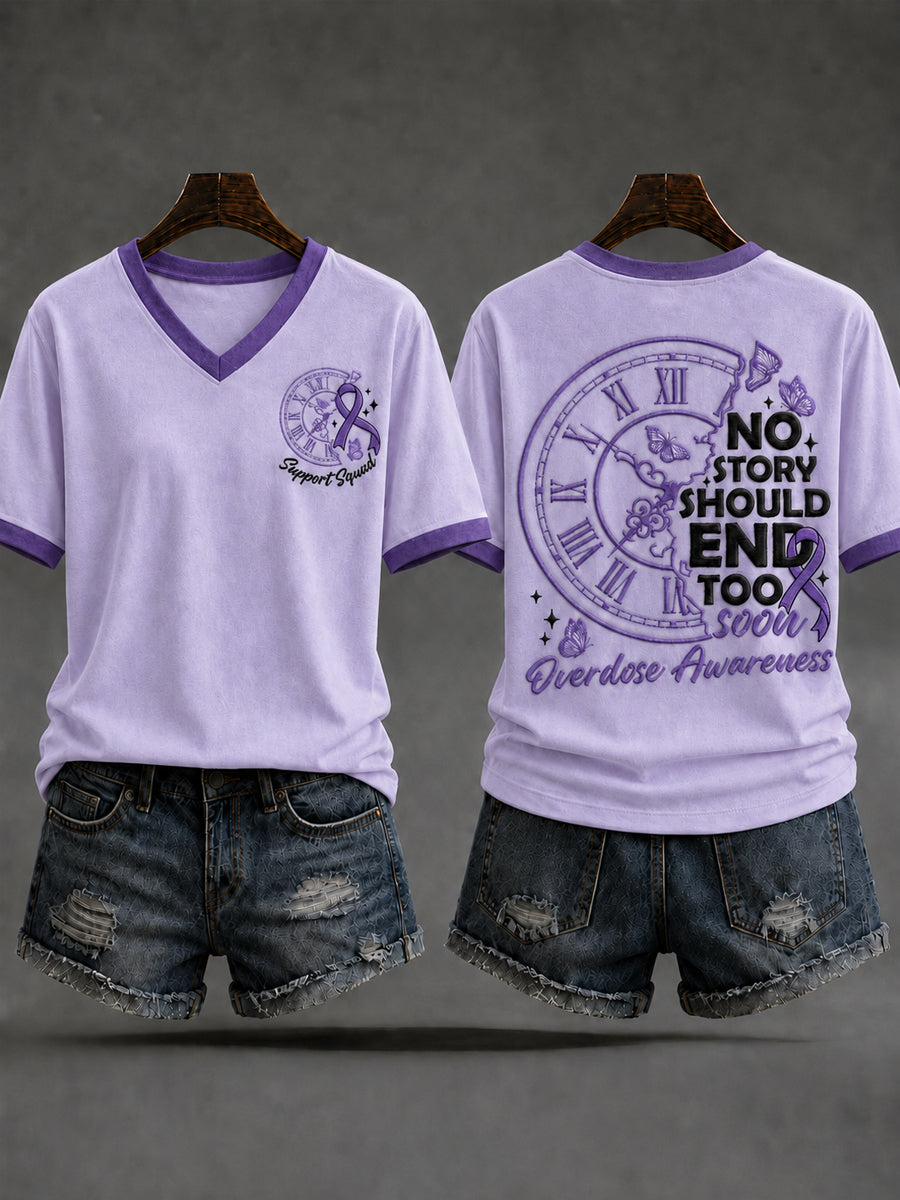 Women's Overdose Awareness No Story Should End Too Soon Print T-shirt gracestitchs