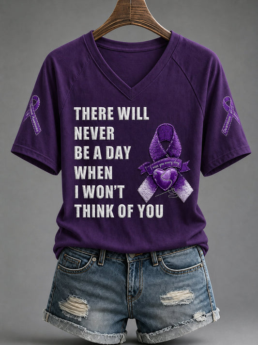 Women's Overdose Awareness Purple Ribbon Print T-shirt gracestitchs