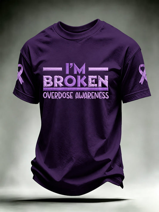 Men's Overdose Awareness Purple Ribbon Print T-shirt gracestitchs