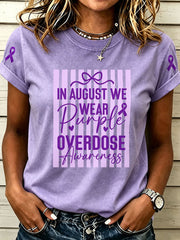Women's Overdose Awareness Purple Ribbon Print T-shirt gracestitchs