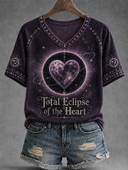 Women's Rock Classics Total Eclipse Of The Heart Print V-Neck Tee