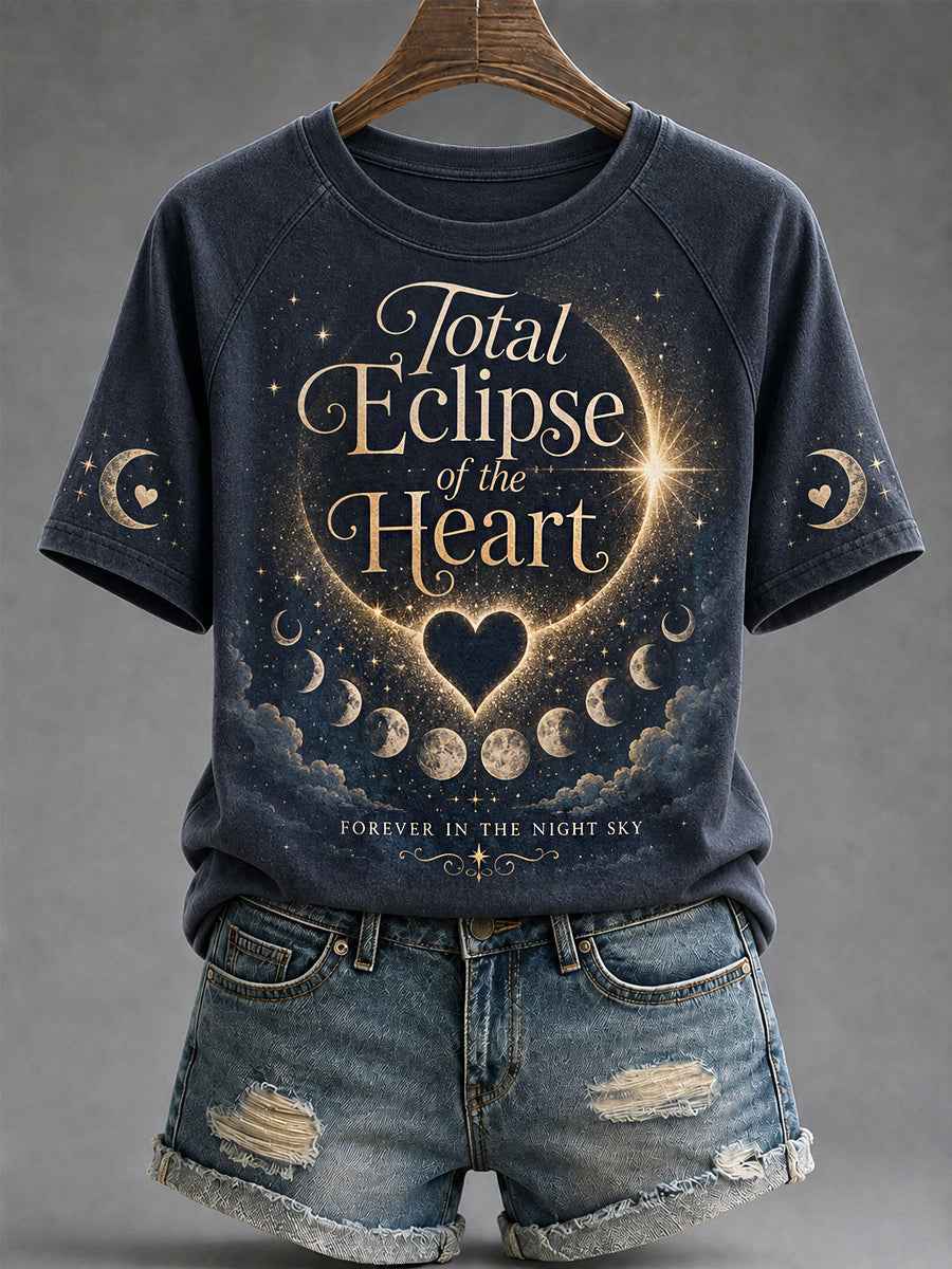 Women's Total Eclipse Of The Heart Print Casual Tee