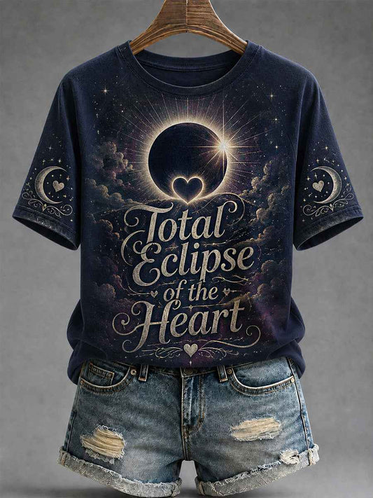 Women's Total Eclipse Of The Heart Print Casual Tee