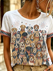 Women's Dog Printed T-shirt gracestitchs