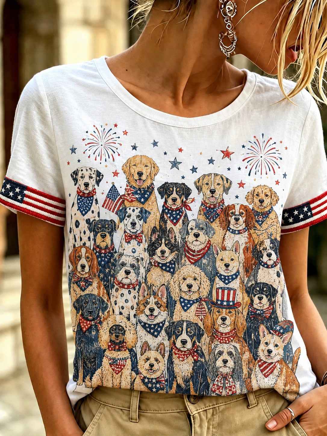 Women's Dog Printed T-shirt gracestitchs