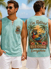 Men's I'm Retired It's 5 O'clock Everywhere Parrot Print Casual Tank Top