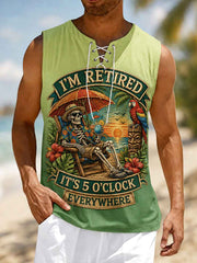 Men's I'm Retired It's 5 O'clock Everywhere Parrot Print Casual Tank Top