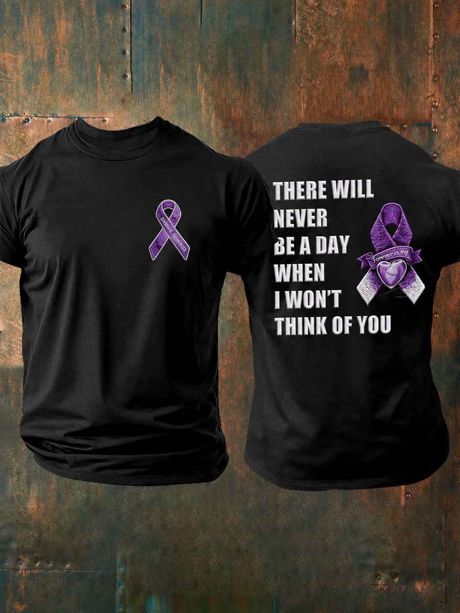 Men's  Overdose Awareness Purple Ribbon Print T-shirt