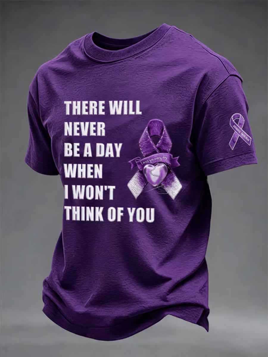Men's  Overdose Awareness Purple Ribbon Print T-shirt