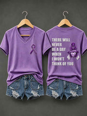 Women's Overdose Awareness Purple Ribbon Print T-shirt